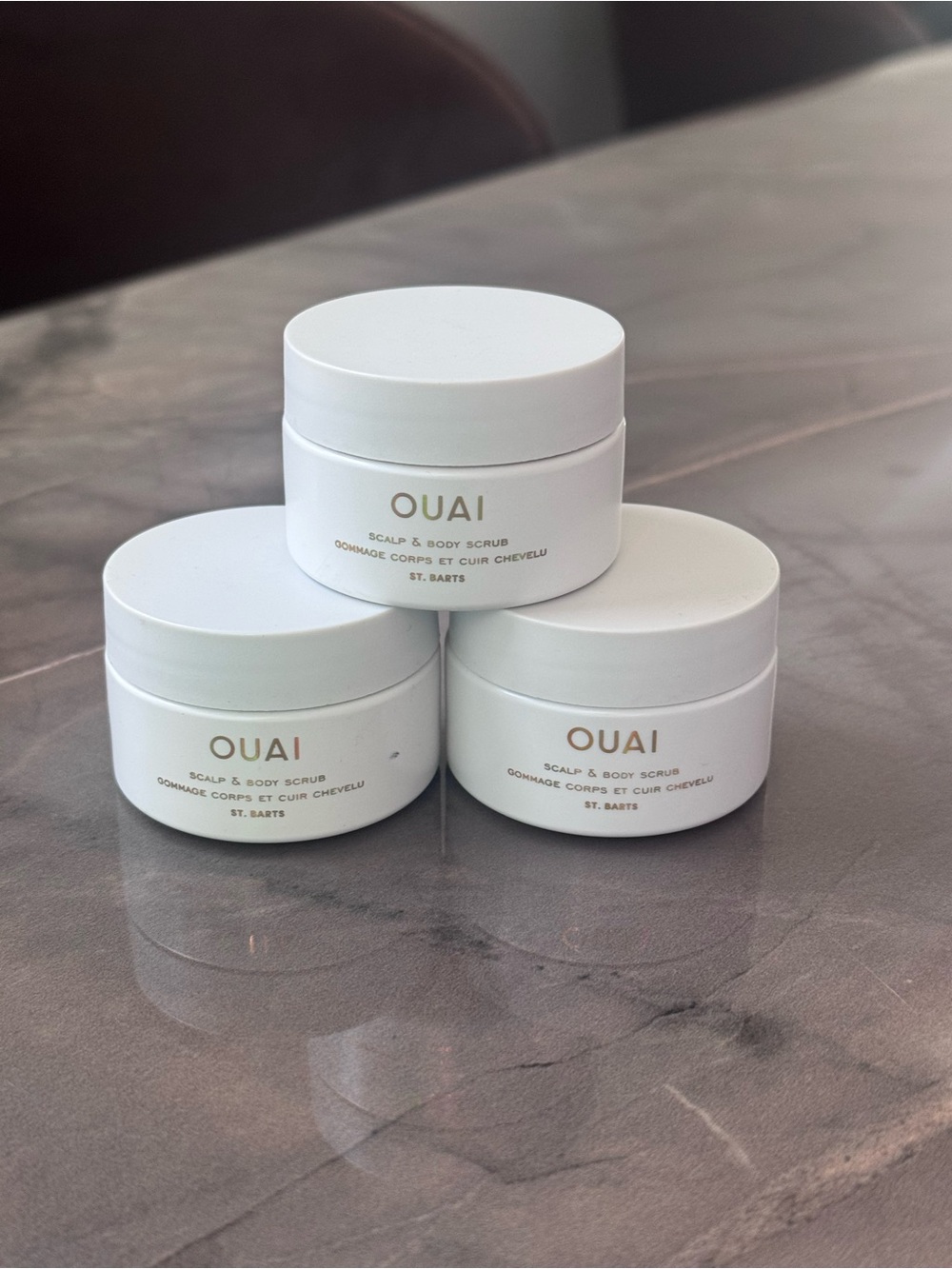 OUAI White St. Barts Scalp & Body Scrub 3pc 1oz ea